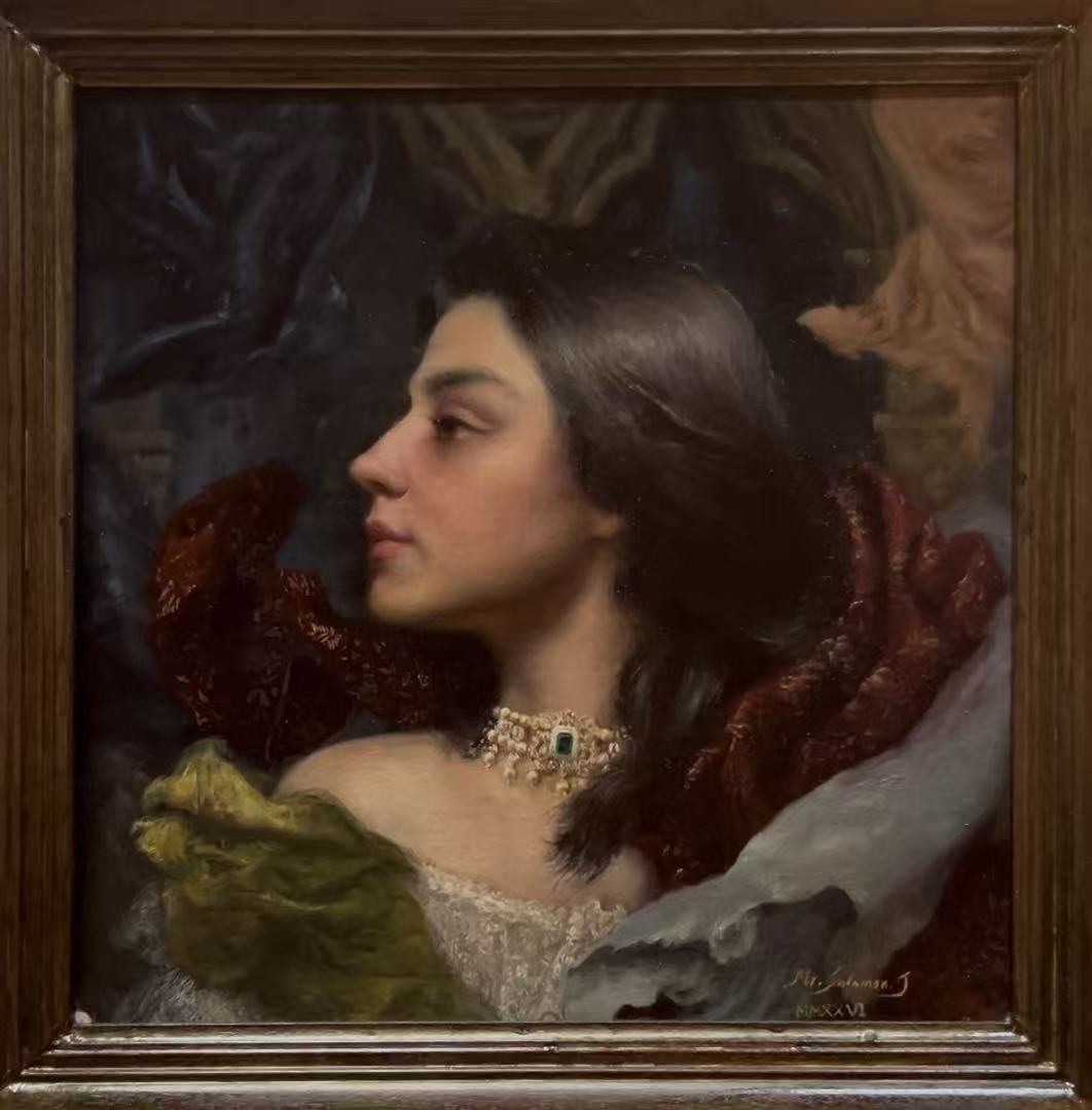 Classical realist oil portrait painted in Florence by Guanghui Hou