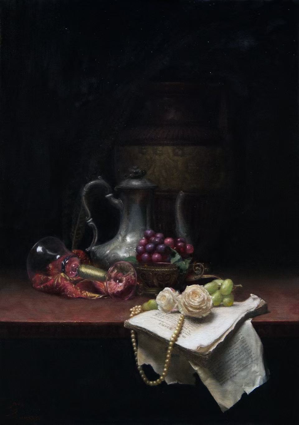Original classical still-life painting available from a Florence art studio